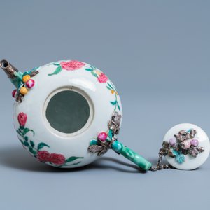 A Chinese famille rose teapot on stand with applied floral design, Yongzheng — photo 8