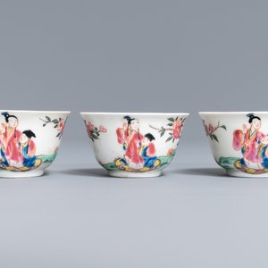 A Chinese famille rose teapot, six saucers and three cups, Yongzheng/Qianlong — photo 4