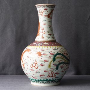 A Chinese famille rose tianqiu ping 'dragon and phoenix' vase, Guangxu — 照片 8