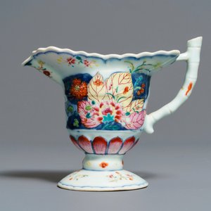 A Chinese famille rose 'Tobacco leaf' helmet-shaped jug, Qianlong — photo 2