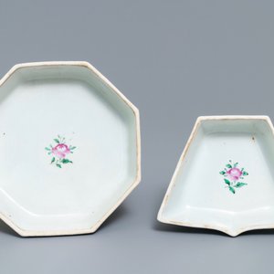 A Chinese famille rose 'Tobacco Leaf' sweetmeat set on tray, 1st half 19th C. — 照片 5