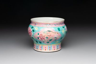 A Chinese famille rose turquoise-ground bowl for the Straits or Peranakan market, 19th C.