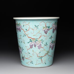 A Chinese famille rose turquoise-ground Da Ya Zhai-style jardinière, 19th C. — photo 4