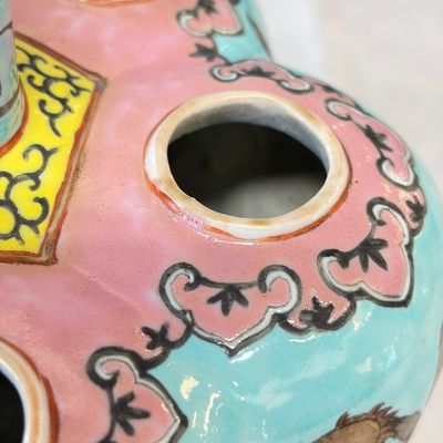 A Chinese famille rose turquoise-ground Dayazhai-style 'Dragons' vase — 照片 14