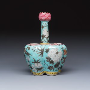 A Chinese famille rose turquoise-ground Dayazhai-style 'Dragons' vase — 照片 5