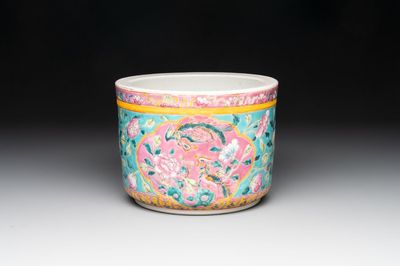 A Chinese famille rose turquoise-ground jardinière for the Straits or Peranakan market, 19th C.