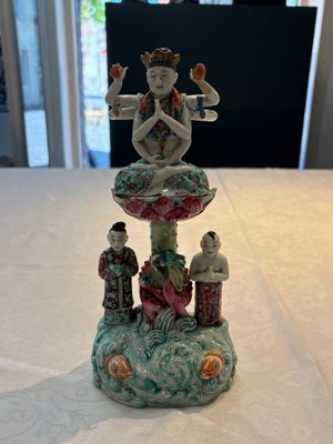 A Chinese famille rose two-piece group of Doumu 斗母 and attendants, Republic — photo 1