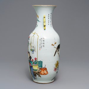 A Chinese famille rose two-sided design vase, 19/20th C. — photo 4