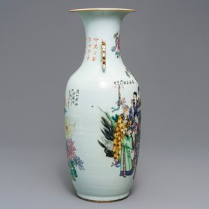 A Chinese famille rose two-sided design vase, 19/20th C. — 照片 2