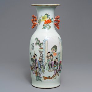 A Chinese famille rose two-sided design vase, 19/20th C. — 照片 1