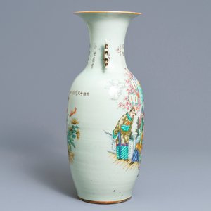 A Chinese famille rose two-sided design vase, 19/20th C. — photo 2