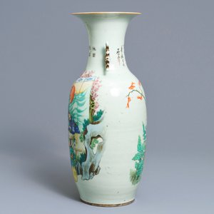 A Chinese famille rose two-sided design vase, 19/20th C. — photo 4