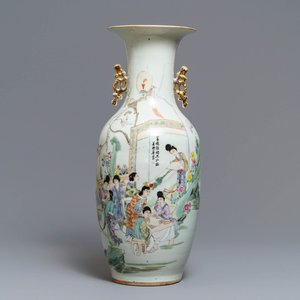 A Chinese famille rose two-sided design vase, 19/20th C. — 照片 1