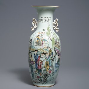 A Chinese famille rose two-sided design vase, 19/20th C. — 照片 1