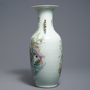 A Chinese famille rose two-sided design vase, 19/20th C. — 照片 4