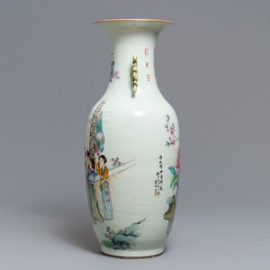 A Chinese famille rose two-sided design vase, 19/20th C. — 照片 4