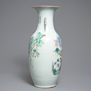 A Chinese famille rose two-sided design vase, 19/20th C. — photo 2