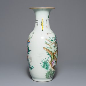 A Chinese famille rose two-sided design vase, 19/20th C. — photo 4