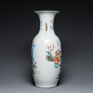 A Chinese famille rose two-sided design vase with court scene, signed Xia Jingguang 夏靜廣, Republic — photo 2