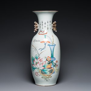 A Chinese famille rose two-sided design vase with court scene, signed Xia Jingguang 夏靜廣, Republic — photo 3