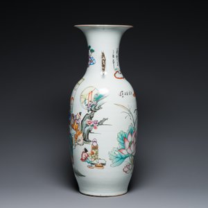 A Chinese famille rose two-sided design vase with court scene, signed Xia Jingguang 夏靜廣, Republic — photo 4