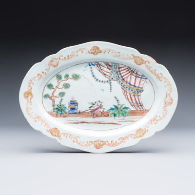 A Chinese famille rose ‘Valentine Pattern’ oval dish, Qianlong period, ca. 1750