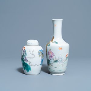 A Chinese famille rose vase and a covered jar with Buddhist lions, 19/20th C. — photo 2