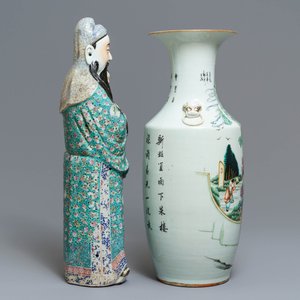 A Chinese famille rose vase and a figure of Fu Xing, 19th C. — 照片 2