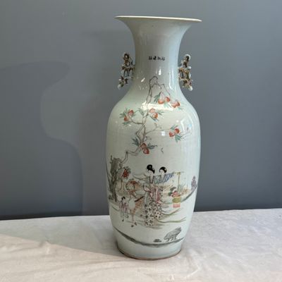 A Chinese famille rose vase and a qianjiang cai dish — photo 2