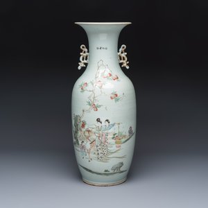 A Chinese famille rose vase and a qianjiang cai dish — photo 2