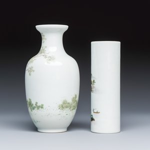 A Chinese famille rose vase and a qianjiang cai incense stick holder — foto 3