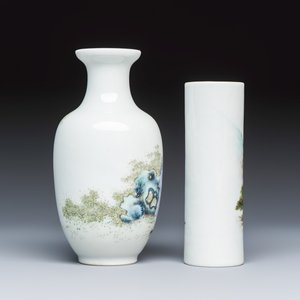 A Chinese famille rose vase and a qianjiang cai incense stick holder — foto 4