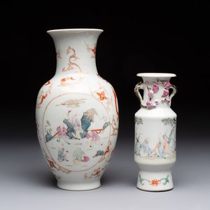 A Chinese famille rose vase and a small qianjiang cai vase, Qianlong mark, 19th C. — photo 1