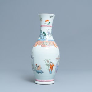 A Chinese famille rose vase with a tattoo scene from 'Jing Zhang Bao Guo', Qianlong mark, 19/20th C. — photo 2