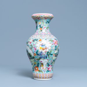 A Chinese famille rose vase with figures in a garden, Qianlong mark, Republic — photo 4