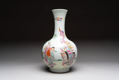 A Chinese famille rose vase with narrative design, Republic