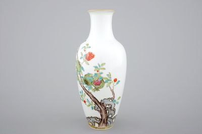A Chinese famille rose vase with pomegranates, 20th C