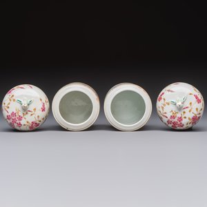 A Chinese famille rose wine pot and a pair of covered wine warming bowls with cups, Qianlong and Wang Fulong Zhi 汪福隆制 marks, 19/20th C. — photo 12