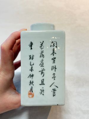 A Chinese famille rose 'Wu Shuang Pu' covered teapot and a qianjiang cai covered tea caddy, signed Lei Guangheng 雷光亨, 19th C. — photo 14