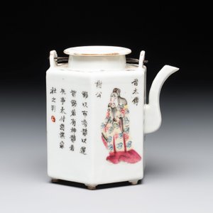 A Chinese famille rose 'Wu Shuang Pu' covered teapot and a qianjiang cai covered tea caddy, signed Lei Guangheng 雷光亨, 19th C. — photo 10