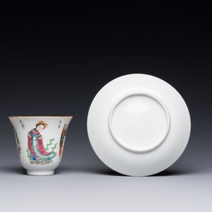 A Chinese famille rose 'Wu Shuang Pu' cup and saucer, 19th C. — photo 3