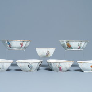 A Chinese famille rose 'Wu Shuang Pu' sweetmeat set of bowls, 19th C. — photo 3