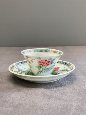 A Chinese famille rose 'Xi Xiang Ji' cup and saucer, Yongzheng — photo 3