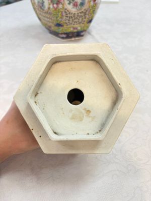 A Chinese famille rose yellow-ground hexagonal lantern and stand, Republic — photo 16