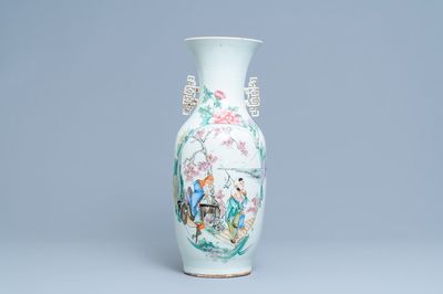 A Chinese famille rose 'Zhang Guolao' vase, 19/20th C.