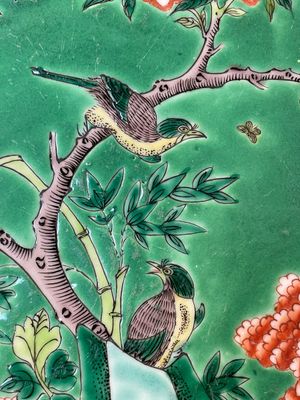 A Chinese famille verte and a famille rose dish with birds among blossom branches, 19th C. — 照片 16