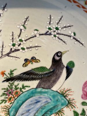 A Chinese famille verte and a famille rose dish with birds among blossom branches, 19th C. — 照片 2