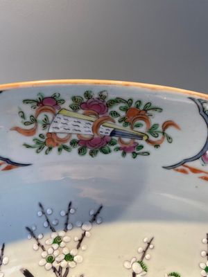 A Chinese famille verte and a famille rose dish with birds among blossom branches, 19th C. — 照片 10