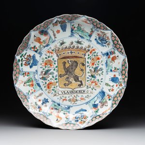 A Chinese famille verte armorial 'Provinces' dish with the arms of Vlaanderen, Kangxi/Yongzheng — 照片 1