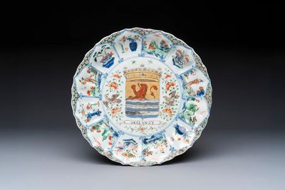 A Chinese famille verte armorial 'Provinces' dish with the arms of Zeelandt, Kangxi